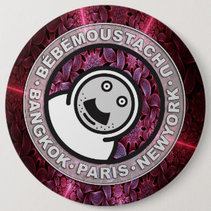 Macaron Rond 15,2 Cm moustatchu de le bébé - bouton - 002