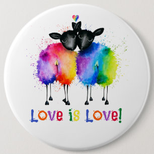 Macaron Rond 15,2 Cm Moutons arc-en-ciel LGBTQ Amour est Amour 