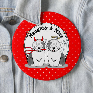 Macaron Rond 15,2 Cm Naughty & Nice Old English Sheepdogs (Grey 1)