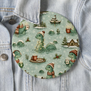 Macaron Rond 15,2 Cm Nessie de Noël Monstre du Loch Ness Confortable Cr