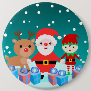 MACARON ROND 15,2 CM NOËL AVEC PÈRE NOËL ET SES AMIS