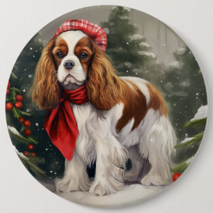Macaron Rond 15,2 Cm Noël du chien espagnol Cavalier King Charles