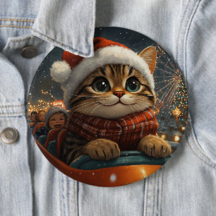 Macaron Rond 15,2 Cm Noël Montagnes Russes Chat Bengal