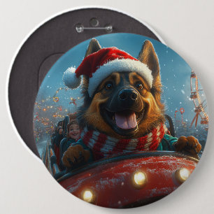 Macaron Rond 15,2 Cm Noël Montagnes Russes Chien de Berger Belge