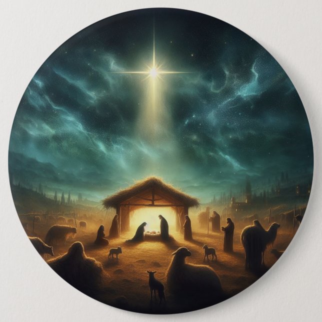 Macaron Rond 15,2 Cm Noël/Nativité/Jésus (Devant)