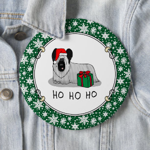 Macaron Rond 15,2 Cm Noël Père Noël Casquette Skye Terrier (argent)
