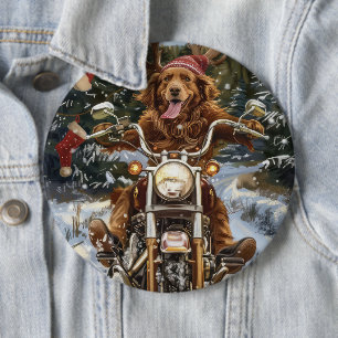 Macaron Rond 15,2 Cm Nouvelle-Écosse Chien Conduisant Moto Noël