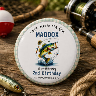 Macaron Rond 15,2 Cm O-Fish-Ally Deux pêcheurs 2e anniversaire