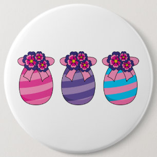 Macaron Rond 15,2 Cm Oeufs de Pâques aux fleurs et au ruban
