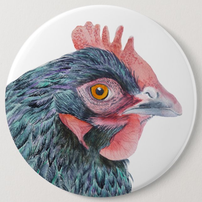 Macaron Rond 15,2 Cm Oeuvre d'aquarelle Maran Chicken Hen (Devant)