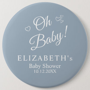 Macaron Rond 15,2 Cm "Oh Baby" Dusty Bleu Moderne Baby shower minimalis