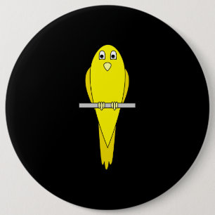Macaron Rond 15,2 Cm Oiseau jaune. Canary. Sur Noir.