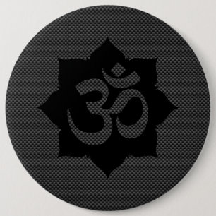 Macaron Rond 15,2 Cm OM Symbole Lotus Spiritualité Yoga Style carbone