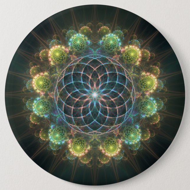 Macaron Rond 15,2 Cm Ornement fractal floral (Devant)