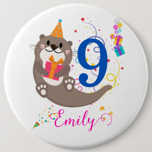 Macaron Rond 15,2 Cm Otter Anniversaire Fille Fête Ballons colorés Thèm