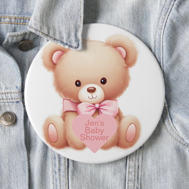 Macaron Rond 15,2 Cm Ours en peluche rose (En situation)