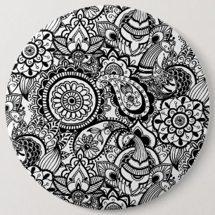 Macaron Rond 15,2 Cm Paisley floral noir
