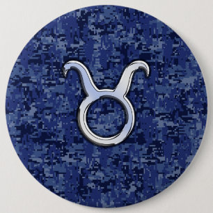 Macaron Rond 15,2 Cm Panneau Zodiac Taurus sur Camouflage numérique ble