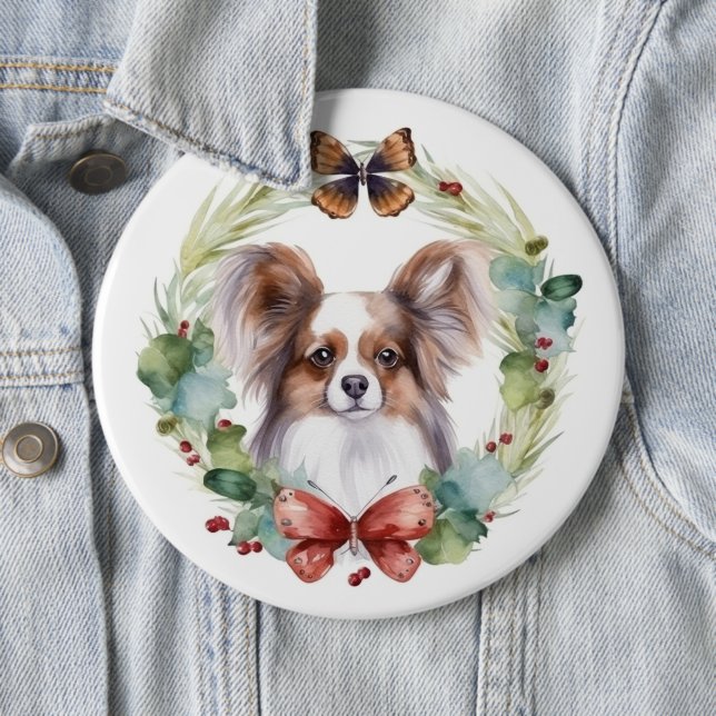 Macaron Rond 15,2 Cm Papillon Christmas Wreath Festive Pup (En situation)
