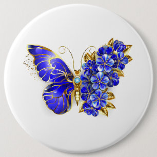 Macaron Rond 15,2 Cm Papillon saphir à fleurs