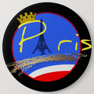 Macaron Rond 15,2 Cm Paris avec Couronne - Bouton