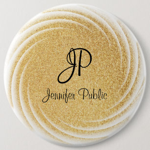 Macaron Rond 15,2 Cm Parties scintillant d'or Faux Modèle Monogramme su