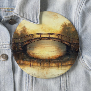 Macaron Rond 15,2 Cm Peinture de pont vintage sur la rivière Campagne 