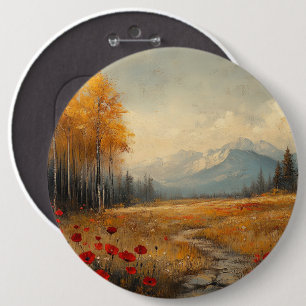 Macaron Rond 15,2 Cm Peinture de Prairie Automnale Vintage avec Coqueli