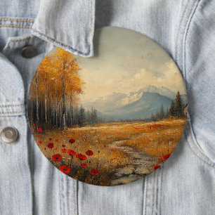 Macaron Rond 15,2 Cm Peinture de Prairie Automnale Vintage avec Coqueli