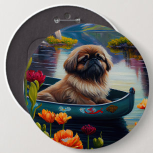 Macaron Rond 15,2 Cm Pekingese sur une pagaie : une aventure Pittoresqu