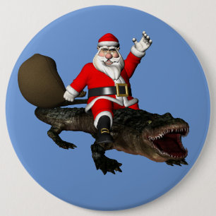 Macaron Rond 15,2 Cm Père Noël Festif Montant Un Alligator