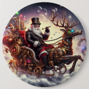 Macaron Rond 15,2 Cm Père Noël/Reindeer steampunk Noël/hiver