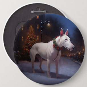 Macaron Rond 15,2 Cm Période de fêtes de Noël du Bull Terrier