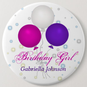 Macaron Rond 15,2 Cm Personnalisé : Bouton de fille d'anniversaire