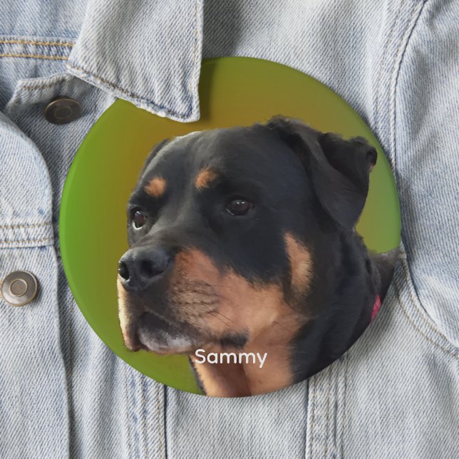 Macaron Rond 15,2 Cm Personnalisez avec votre photo ou Rottweiler & Nom (En situation)