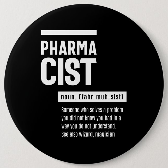 Macaron Rond 15,2 Cm Pharmacien Définition Drôle Cadeau Classique (Devant)