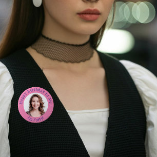 Macaron Rond 15,2 Cm Photo d'anniversaire personnalisée, votre insigne 