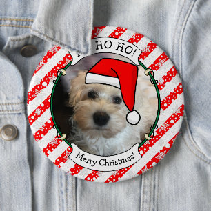 Macaron Rond 15,2 Cm Photo personnalisée Noël Père Noël Pet HO HO HO HO