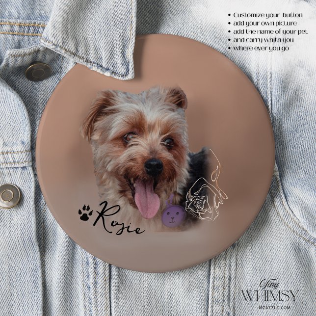 Macaron Rond 15,2 Cm Photo personnalisée Yorkshire Terrier Dog (Personalized Yorkshire Terrier Dog Photo Button)