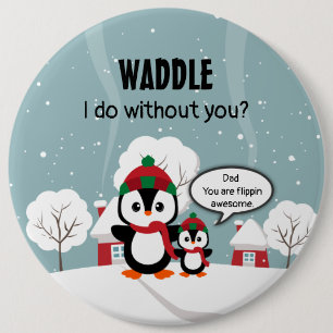Macaron Rond 15,2 Cm Pingouin Bébé Gris Mignonne En Neige D'Hiver