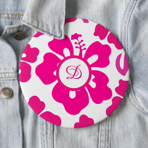 Macaron Rond 15,2 Cm Pink tropical Hawaii Hibiscus motif floral