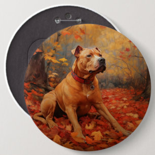 Macaron Rond 15,2 Cm Pitbull à l'automne Feuilles automne Inspiration
