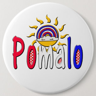 Macaron Rond 15,2 Cm Pomalo - Détente croate avec soleil et arc-en-ciel