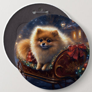 Macaron Rond 15,2 Cm Pomeranian Fêtes de Noël Brossé