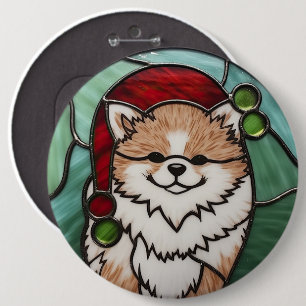 Macaron Rond 15,2 Cm Pomeranian Vitrail de Noël