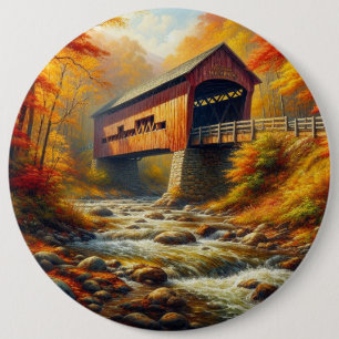 Macaron Rond 15,2 Cm pont couvert d'automne classique