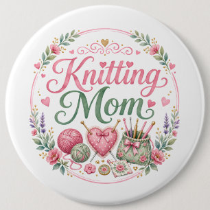 Macaron Rond 15,2 Cm Porte-clés rond pour maman tricoteuse