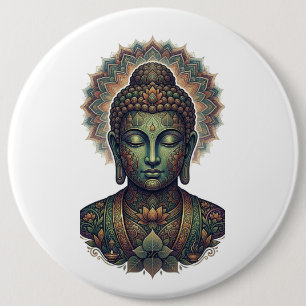 Macaron Rond 15,2 Cm Portrait de méditation sereine Sukti Budh - Ancien