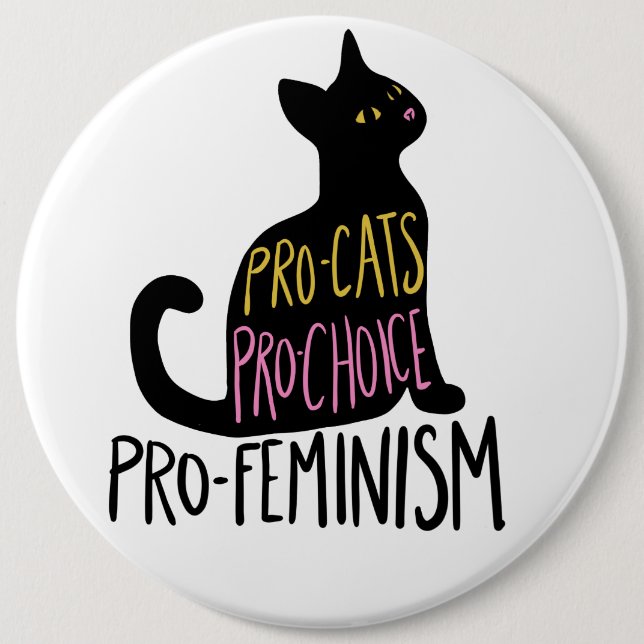 Macaron Rond 15,2 Cm Pro-chats Pro-choix pro-féminisme (Devant)