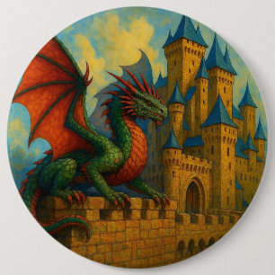Macaron Rond 15,2 Cm Protecteur de château de dragon médiéval